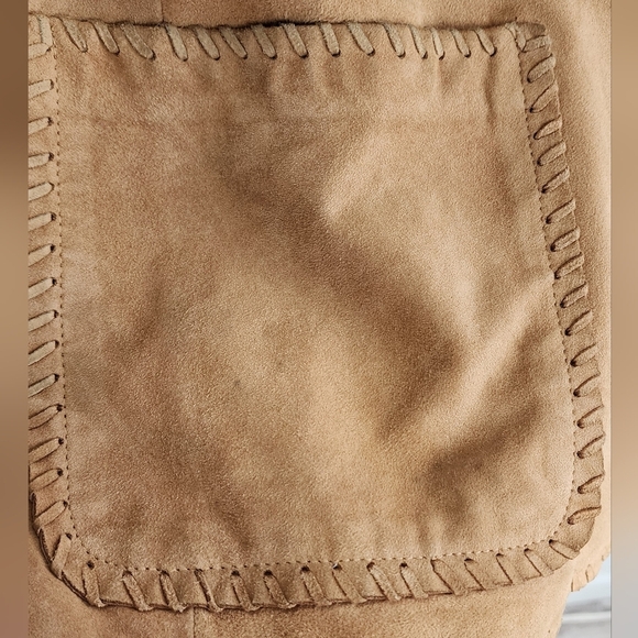 RALPH LAUREN Suede Western Boho Jacket Turquoise Silver Button Whipstitch Size M - Picture 6 of 9